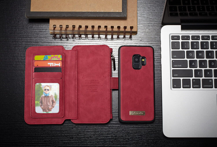 Caseme 2v1 peňaženkové puzdro pre Samsung Galaxy S9 - červené