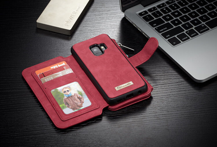 Caseme 2v1 peňaženkové puzdro pre Samsung Galaxy S9 - červené