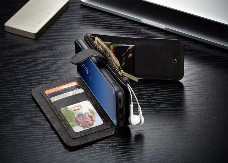 Caseme 2v1 peňaženkové puzdro pre Samsung Galaxy S9 - čierne