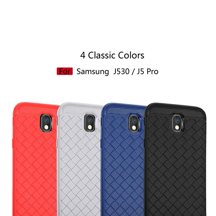 Plastový kryt s preplietanou textúrou pre Samsung Galaxy J5 (2017) - sivý