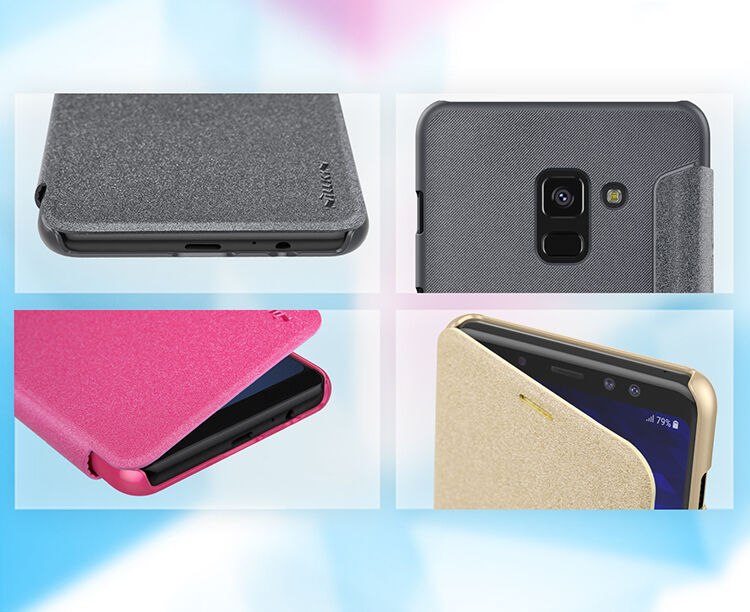 Nillkin Sparkle flipové puzdro pre Samsung Galaxy A8 Plus (2018) - sivé