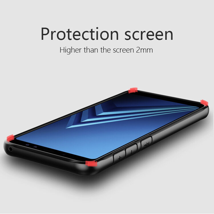 Nárazuvzdorný plastový kryt pre Samsung Galaxy A8 Plus (2018) - červený