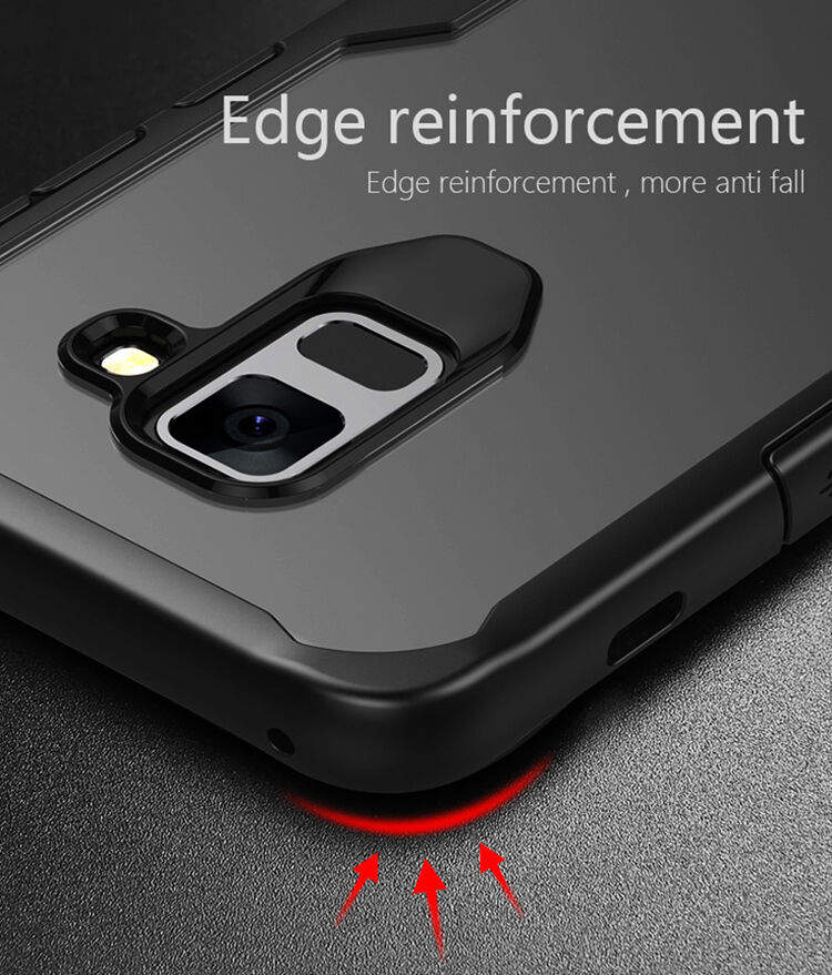 Nárazuvzdorný plastový kryt pre Samsung Galaxy A8 Plus (2018) - červený