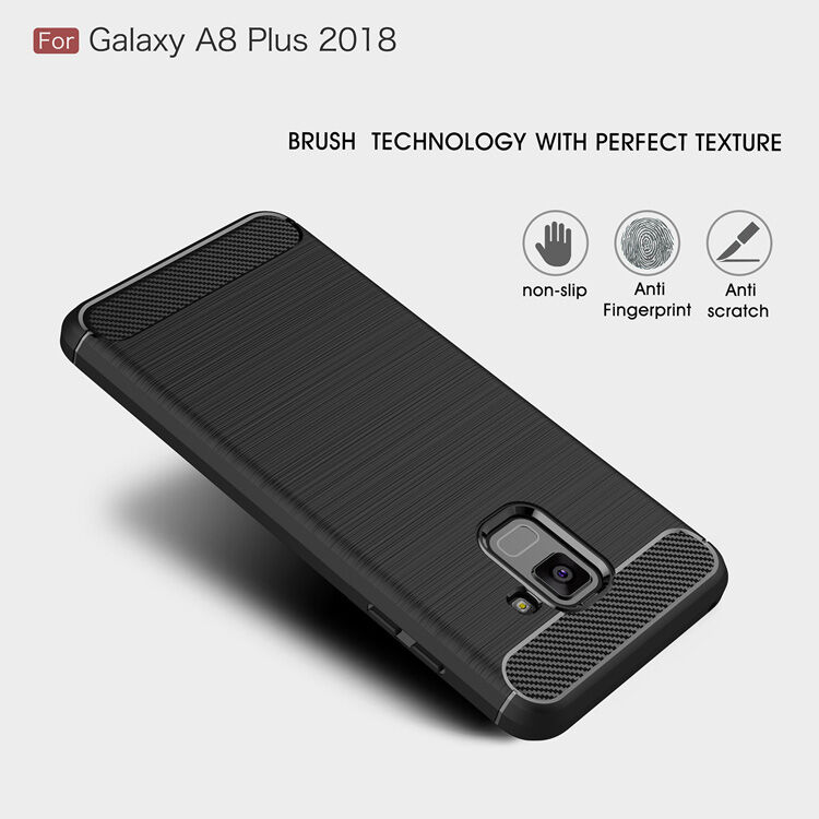 Plastový kryt s brúsenou textúrou pre Samsung Galaxy A8 Plus (2018) - sivý