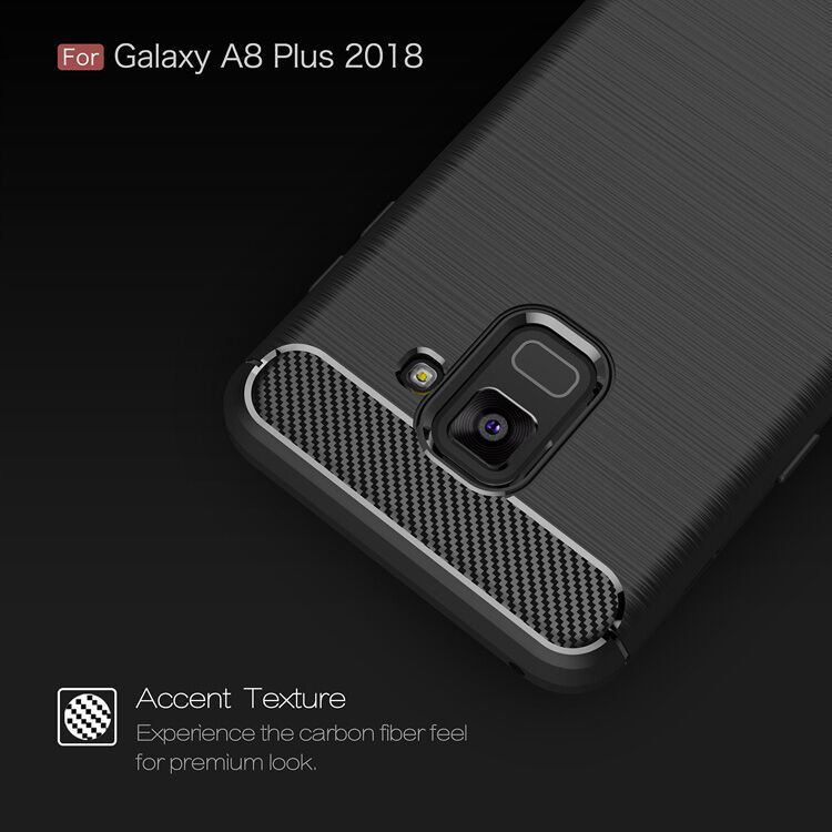 Plastový kryt s brúsenou textúrou pre Samsung Galaxy A8 Plus (2018) - sivý