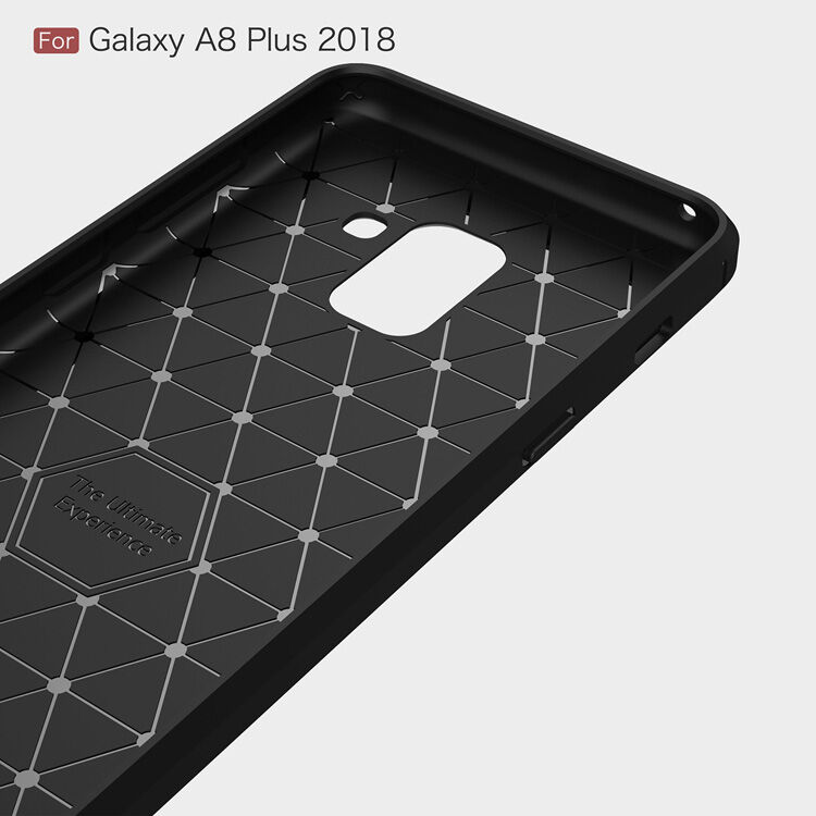 Plastový kryt s brúsenou textúrou pre Samsung Galaxy A8 Plus (2018) - čierny