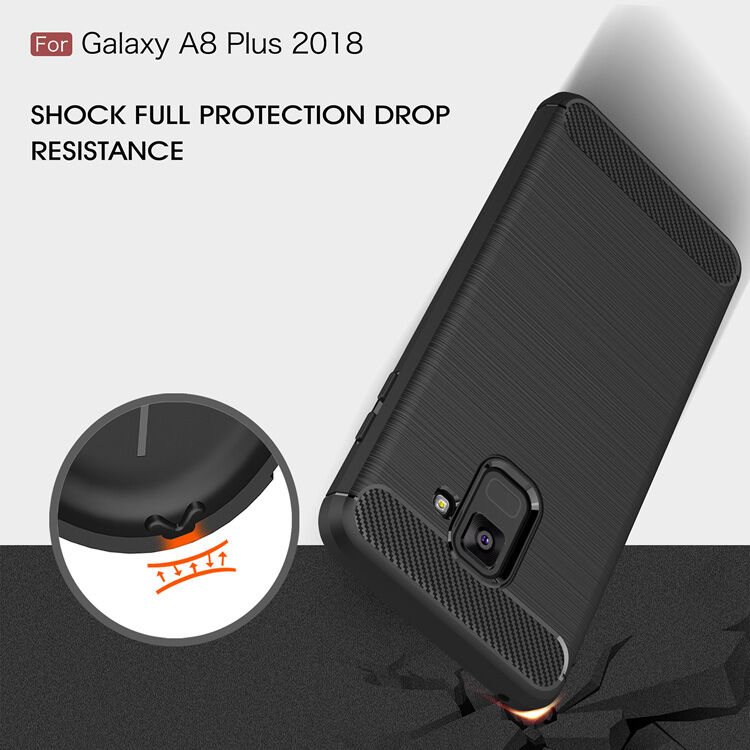 Plastový kryt s brúsenou textúrou pre Samsung Galaxy A8 Plus (2018) - čierny