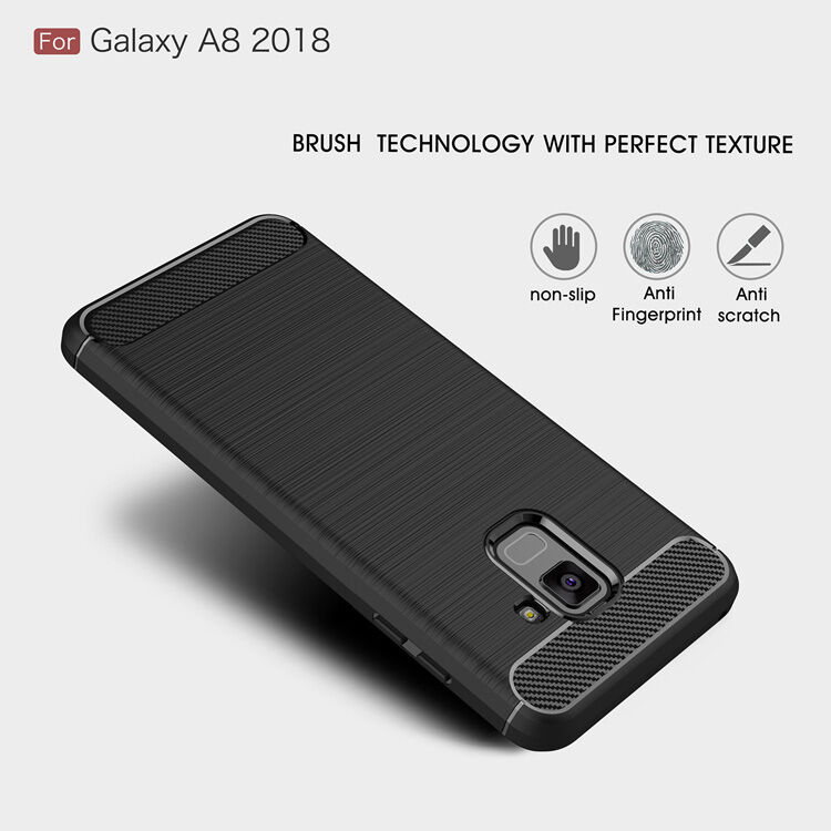 Plastový kryt s brúsenou textúrou pre Samsung Galaxy A8 (2018) - červený