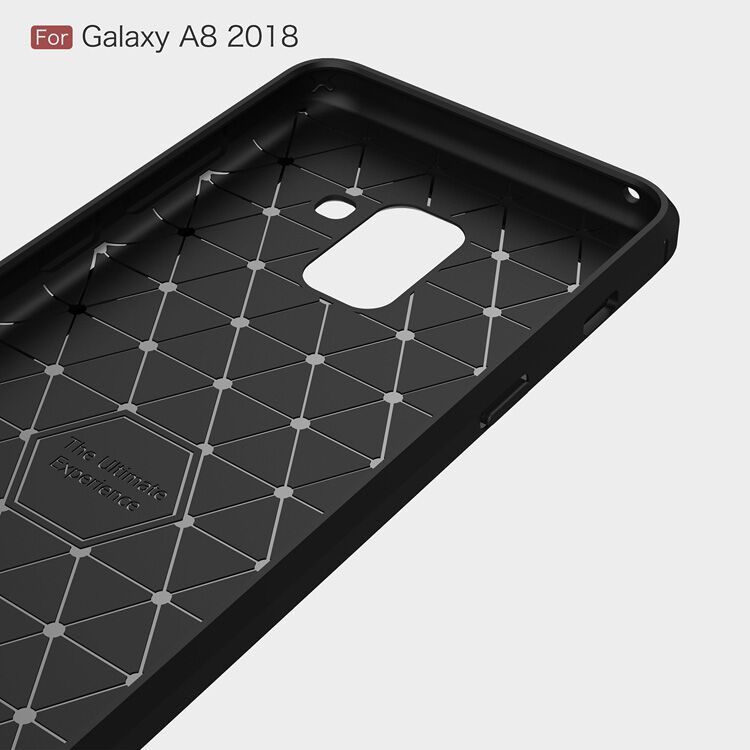 Plastový kryt s brúsenou textúrou pre Samsung Galaxy A8 (2018) - červený