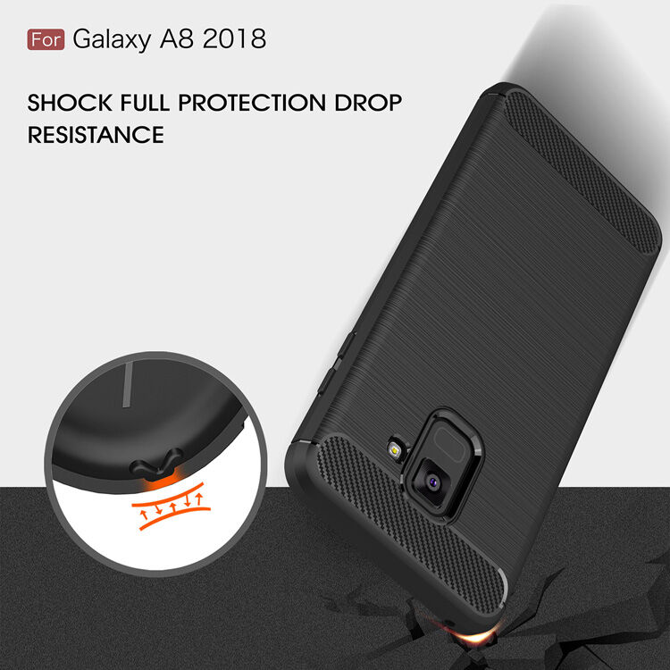Plastový kryt s brúsenou textúrou pre Samsung Galaxy A8 (2018) - červený