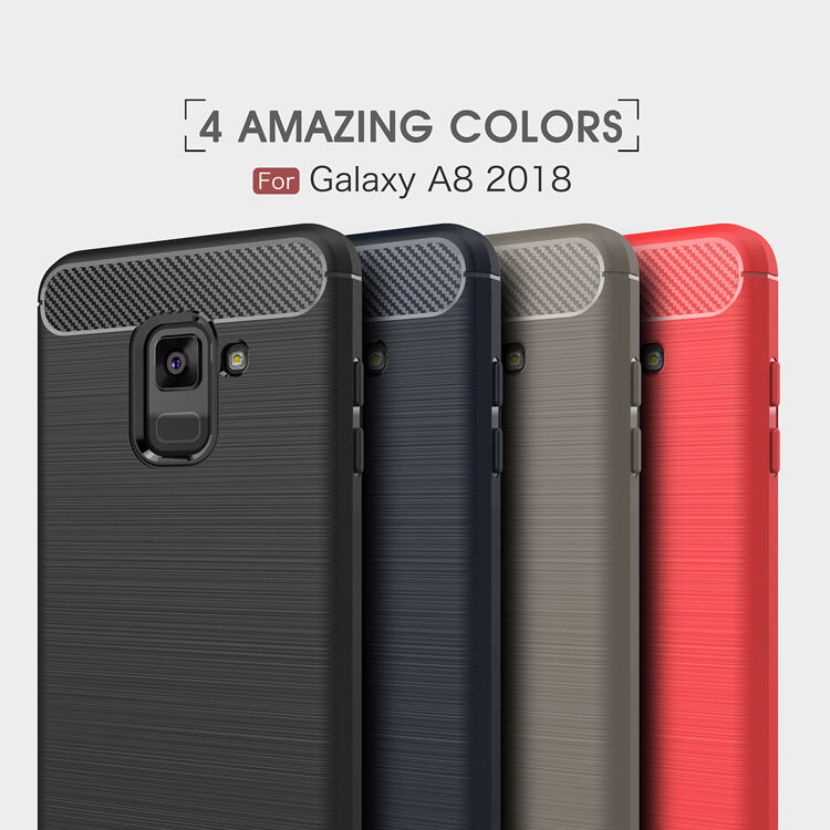 Plastový kryt s brúsenou textúrou pre Samsung Galaxy A8 (2018) - červený