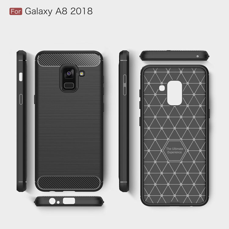 Plastový kryt s brúsenou textúrou pre Samsung Galaxy A8 (2018) - červený