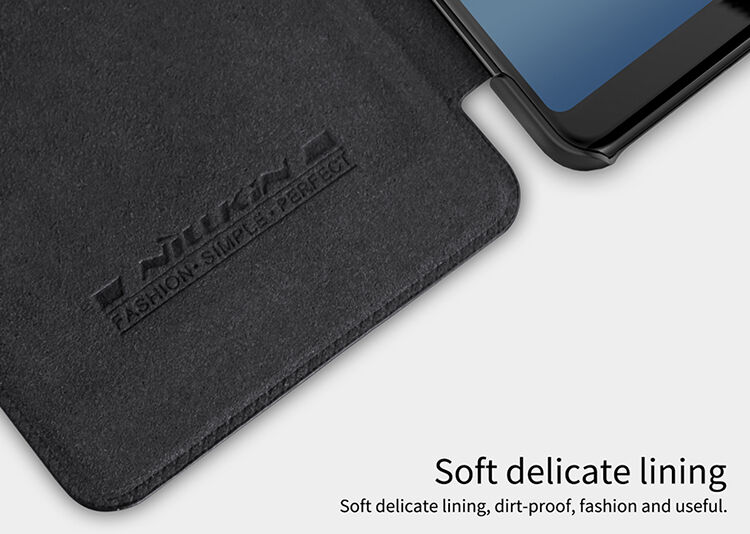 Nillkin Qin Kožené flipové puzdro pre Samsung Galaxy A8 Plus (2018) - čierne