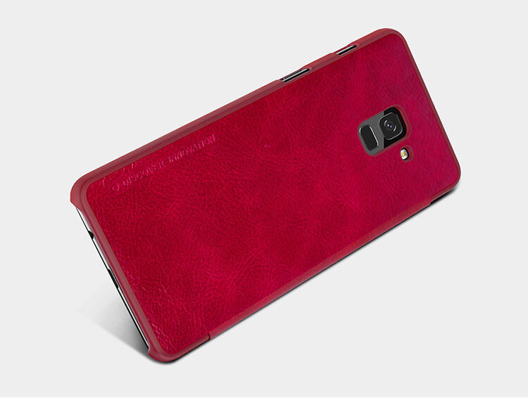 Nillkin Qin Kožené flipové puzdro pre Samsung Galaxy A8 Plus (2018) - čierne