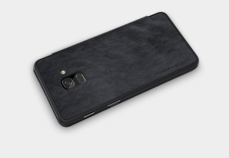 Nillkin Qin Kožené flipové puzdro pre Samsung Galaxy A8 Plus (2018) - čierne