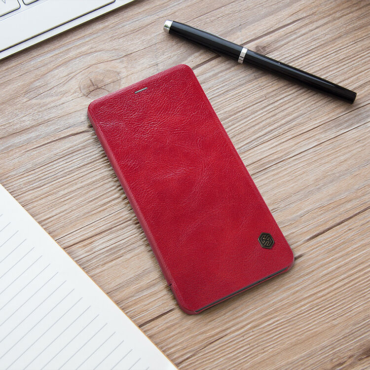 Nillkin Qin Kožené flipové puzdro pre Samsung Galaxy A8 Plus (2018) - čierne