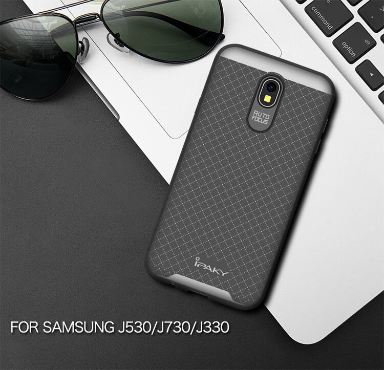 Ipaky plastový kryt s rámčekom pre Samsung Galaxy J5 (2017) - čiernostrieborný