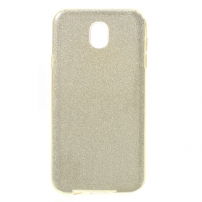 Plastový trblietavý kryt 3v1 pre Samsung Galaxy J7 (2017) - zlatý