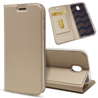 Flipové kožené puzdro pre Samsung Galaxy J7 (2017) - zlaté