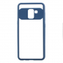Plastový číry kryt s rámčekom pre Samsung Galaxy A8 (2018) - modrý