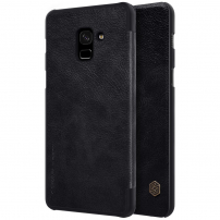 Nillkin Qin Kožené flipové puzdro pre Samsung Galaxy A8 Plus (2018) - čierne