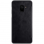 Nillkin Qin Kožené flipové puzdro pre Samsung Galaxy A8 Plus (2018) - čierne