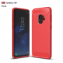 Plastový kryt s brúsenou textúrou pre Samsung Galaxy S9 - červený