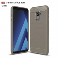 Plastový kryt s brúsenou textúrou pre Samsung Galaxy A8 Plus (2018) - sivý
