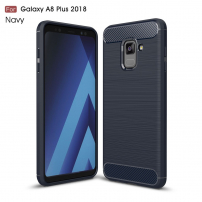 Plastový kryt s brúsenou textúrou pre Samsung Galaxy A8 Plus (2018) - tmavomodrý