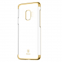 Baseus Glitter číry kryt s rámčekom pre Samsung Galaxy S9 - zlatý