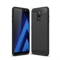 Plastový kryt s brúsenou textúrou pre Samsung Galaxy A6 Plus (2018) - čierny