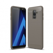 Plastový kryt s brúsenou textúrou pre Samsung Galaxy A6 Plus (2018) - sivý