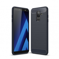 Plastový kryt s brúsenou textúrou pre Samsung Galaxy A6 Plus (2018) - tmavomodrý