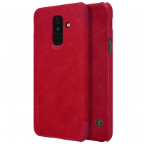 Nillkin Qin Kožené flipové puzdro pre Samsung Galaxy A6 Plus (2018) - červené