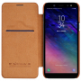Nillkin Qin Kožené flipové puzdro pre Samsung Galaxy A6 Plus (2018) - hnedé