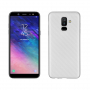 Plastový kryt s textúrou karbónu pre Samsung Galaxy A6 Plus (2018) - strieborný