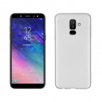 Plastový kryt s textúrou karbónu pre Samsung Galaxy A6 Plus (2018) - strieborný