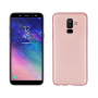Plastový kryt s textúrou karbónu pre Samsung Galaxy A6 Plus (2018) - zlatoružový