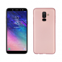 Plastový kryt s textúrou karbónu pre Samsung Galaxy A6 Plus (2018) - zlatoružový