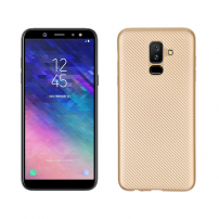 Plastový kryt s textúrou karbónu pre Samsung Galaxy A6 Plus (2018) - zlatý