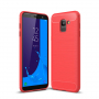 Plastový kryt s brúsenou textúrou pre Samsung Galaxy J6 (2018) - červený