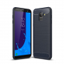 Plastový kryt s brúsenou textúrou pre Samsung Galaxy J6 (2018) - tmavomodrý