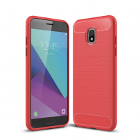 Plastový kryt s brúsenou textúrou pre Samsung Galaxy J3 (2018) - červený