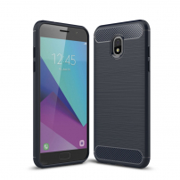 Plastový kryt s brúsenou textúrou pre Samsung Galaxy J3 (2018) - tmavomodrý