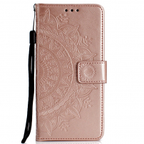 Flipové puzdro s odtlačkom mandala pre Samsung Galaxy A6 (2018) - ružovo-zlaté