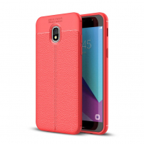Litchi kožený kryt pre Samsung Galaxy J3 (2018) - červený