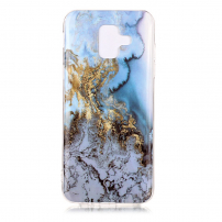 Plastový kryt mramor pre Samsung Galaxy A6 (2018) - modrý