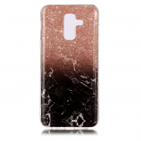 Plastový kryt mramor pre Samsung Galaxy A6 Plus (2018) - hnedočierny