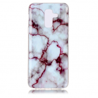 Plastový kryt mramor pre Samsung Galaxy A6 Plus (2018) - červený