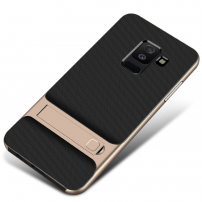 Elegance plastový kryt so stojančekom pre Samsung Galaxy A6 Plus (2018) - zlatý